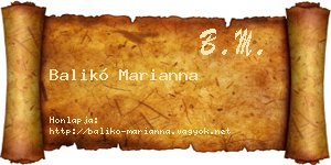 Balikó Marianna névjegykártya